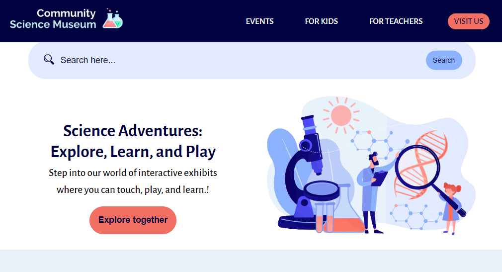 Picture of Science Museum Website.